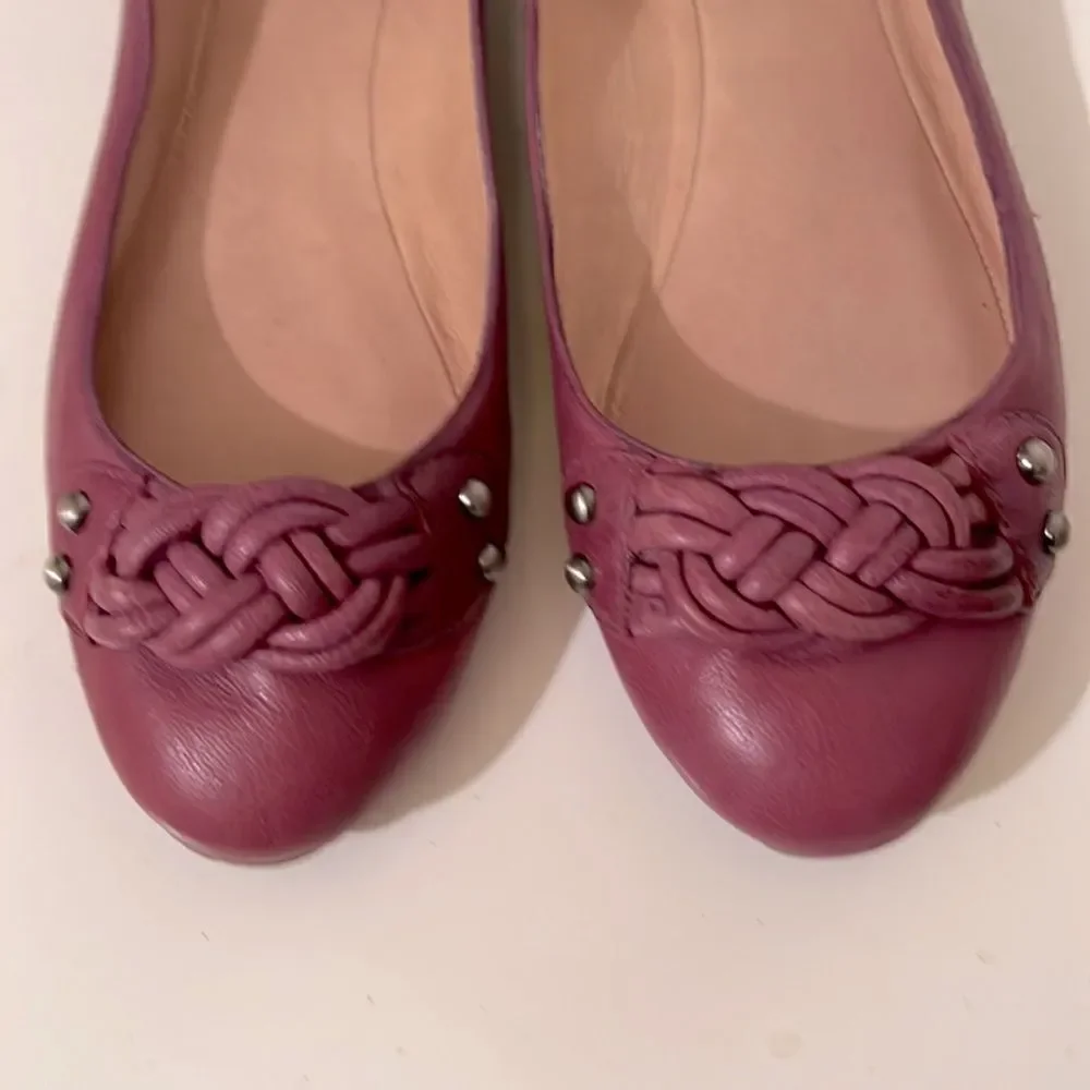 Gianni Gino Purple Leather Ballerina Flats with Braided Accents Size 6.5